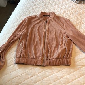 Dressy bomber style pink silky jacket